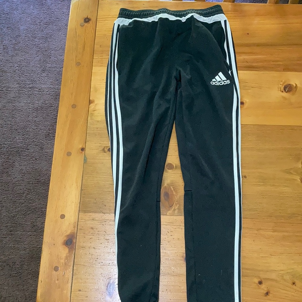 Size large black with white stripe adidas pants